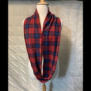 Old Navy Fleece plaid infinity scarf Red/blue/teal